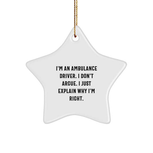 Funny Ambulance Driver Gifts, Ambulance Driver Star Ornament, Christmas Unique Gifts from Family to Ambulance Driver Men - Image 1