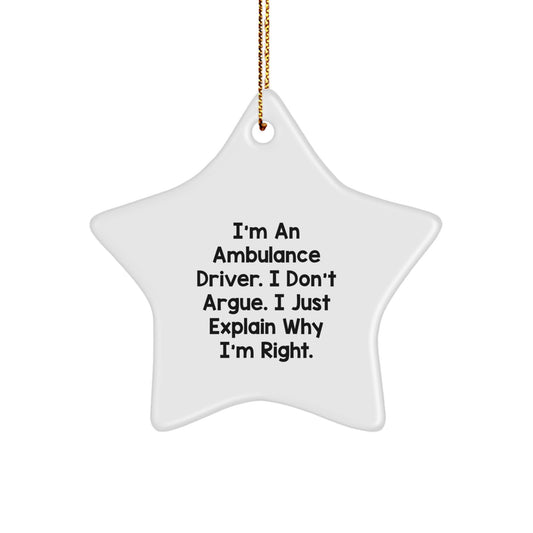 Funny Ambulance Driver Gifts, Star Ornament, Christmas Unique Gifts, Gifts from Men, Gifts for Ambulance Driver, Funny Ambulance Driver Christmas Memorable Present - Image 1