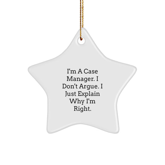 Gifts from Friends for Case Managers, Funny Quote Star Ornament, Christmas Unique Gifts - Image 1