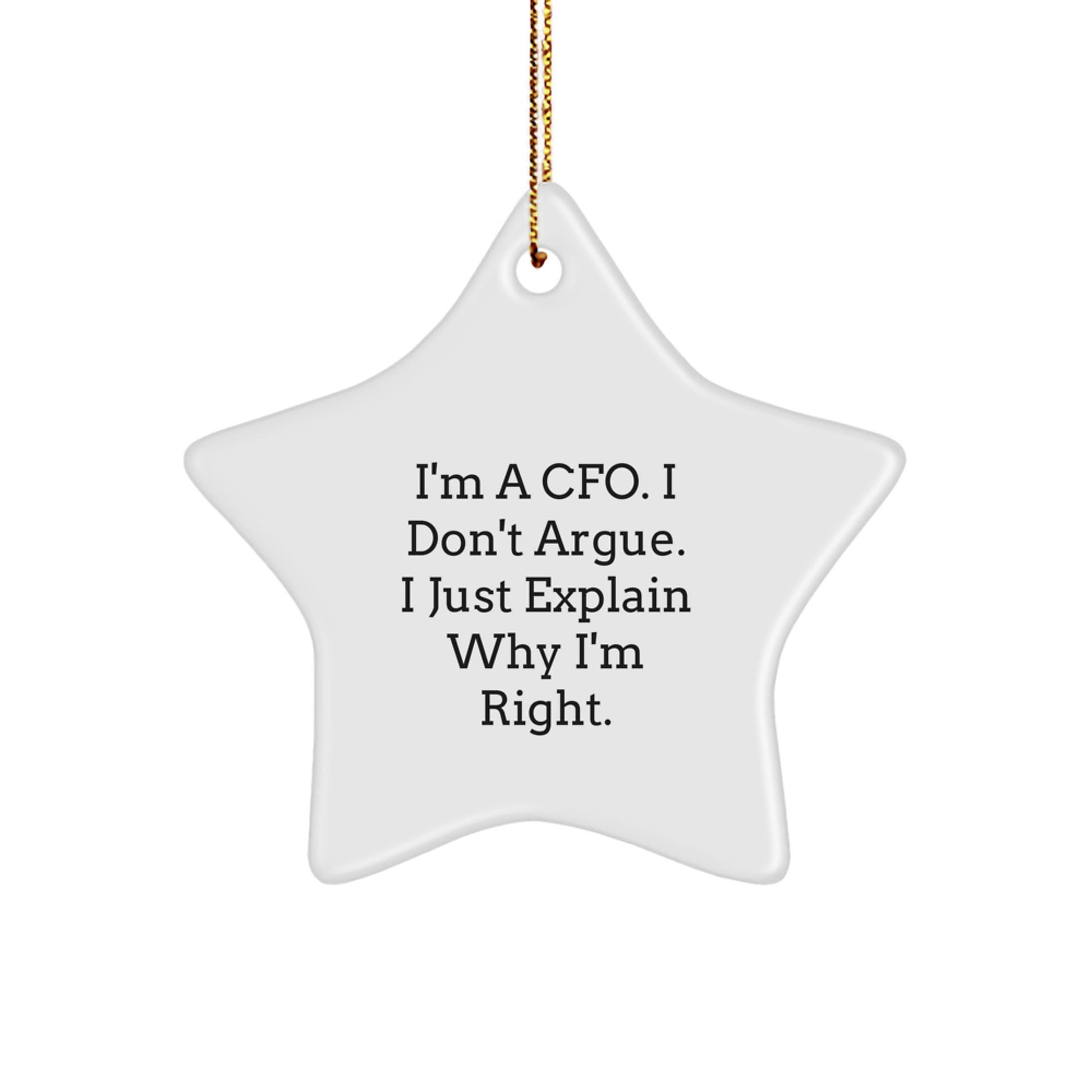 Christmas Unique Gift CFO Star Ornament for Her Present I Don't Argue - Image 1