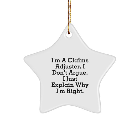 Funny Claims Adjuster Star Ornament Gifts from Family to Claims Adjuster Men at Christmas Unique Gifts - Image 1