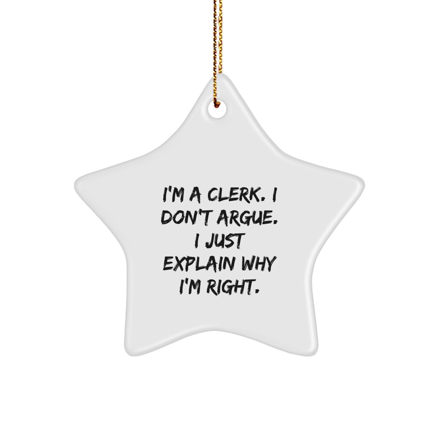 Sassy Clerk Christmas Unique Gift for Friends Novelty Star Ornament - Image 1