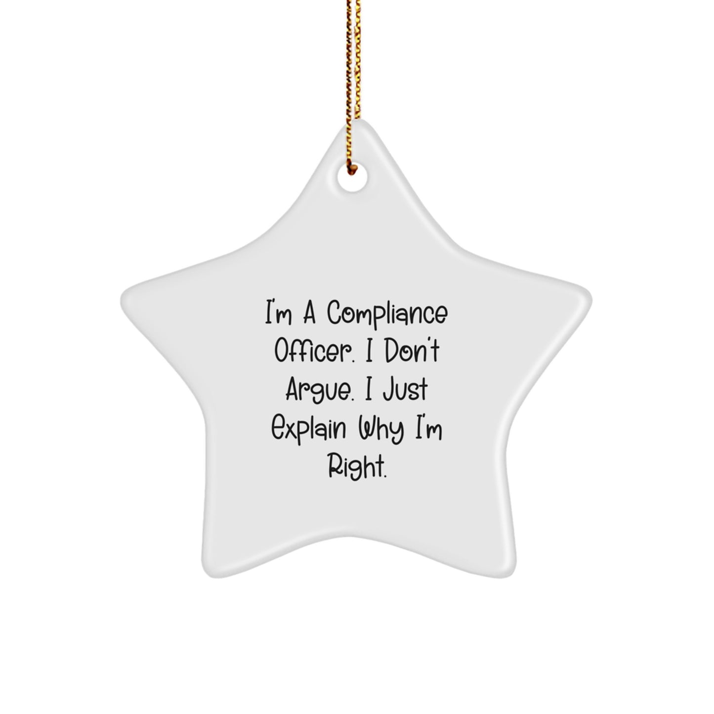 Funny Compliance Officer Gifts for Men Coworkers Christmas Unique Star Ornament, Gifts from Friends and Family - Image 1