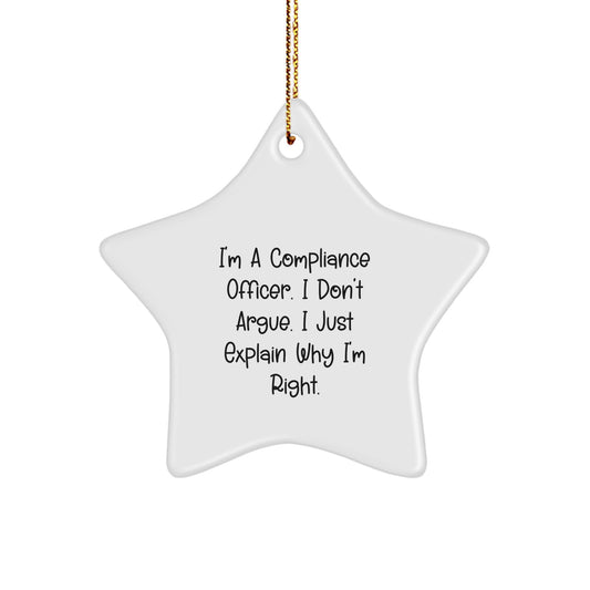 Funny Compliance Officer Gifts for Men Coworkers Christmas Unique Star Ornament, Gifts from Friends and Family - Image 1