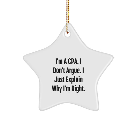CPA Gifts from Friends, Christmas Unique Star Ornament, Funny Quote for Men Women Family Coworkers - Image 1