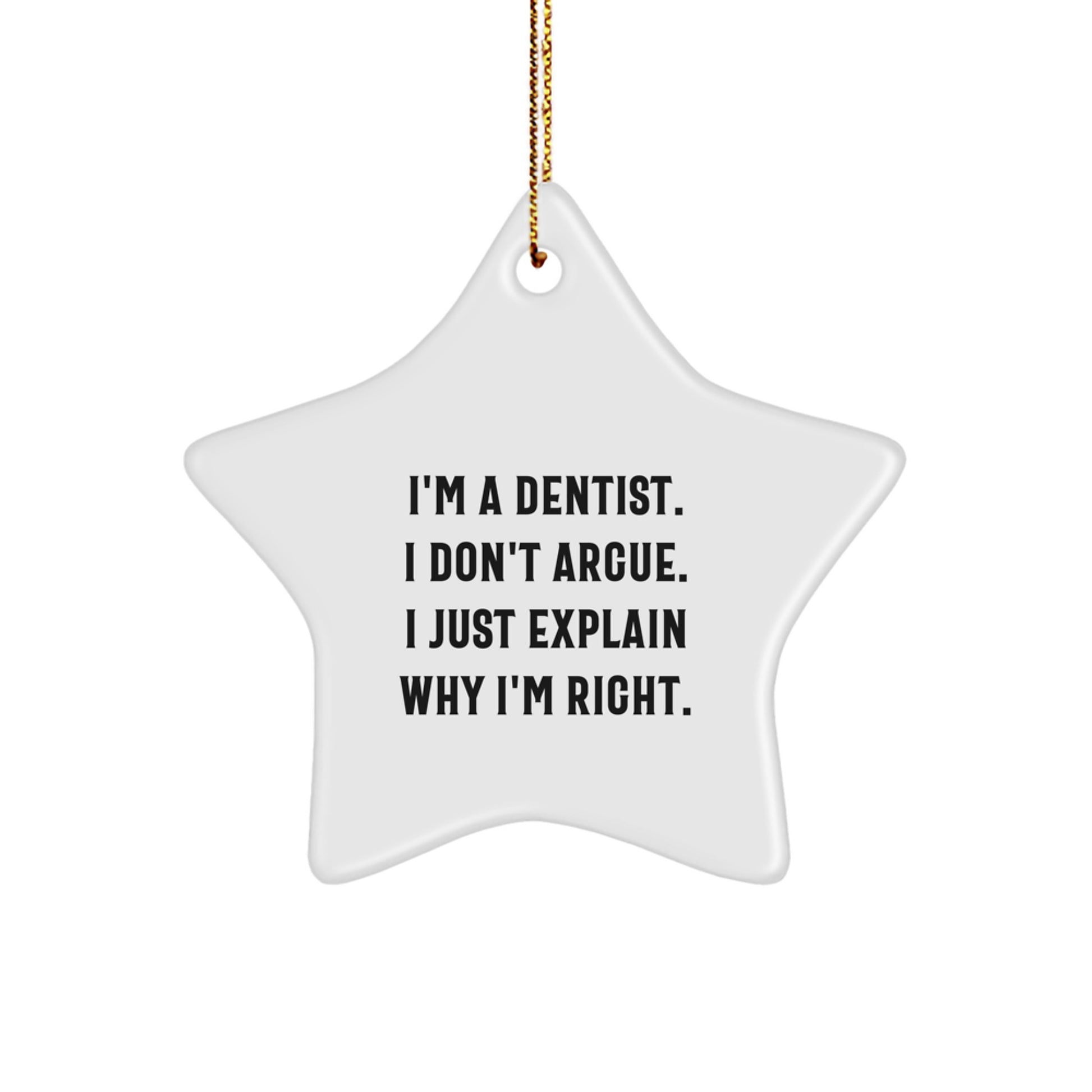 Quirky Dentist Star Ornament Gifts from Friends for Men, Unique Christmas Memorable Presents for Dentist Office Decor, Funny Star Shaped MDF Decoration - Image 1