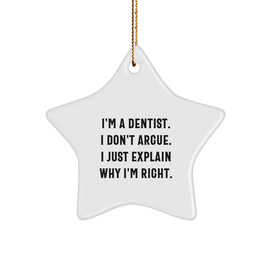 Quirky Dentist Star Ornament Gifts from Friends for Men, Unique Christmas Memorable Presents for Dentist Office Decor, Funny Star Shaped MDF Decoration - Image 1