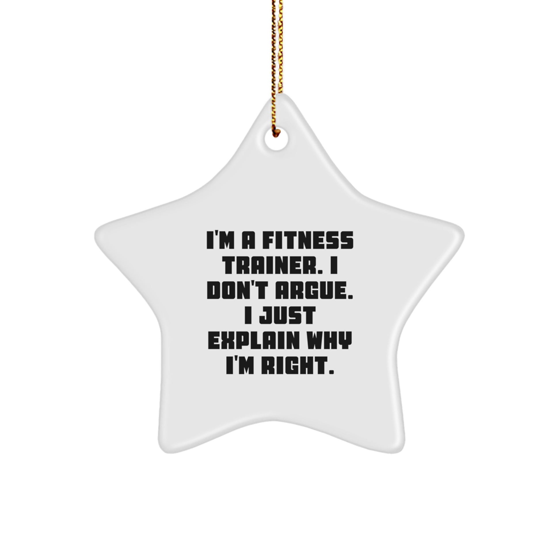 Funny Fitness Trainer Gifts from Men for Women Star Ornament with 'I'm A Fitness Trainer I Don't Argue I Just Explain Why I'm Right' Christmas Unique Decorations - Image 1