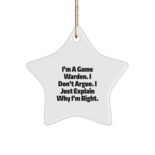 Funny Game Warden Gifts from Men to Game Wardens, Star Ornament for Christmas Unique Presents - Image 1