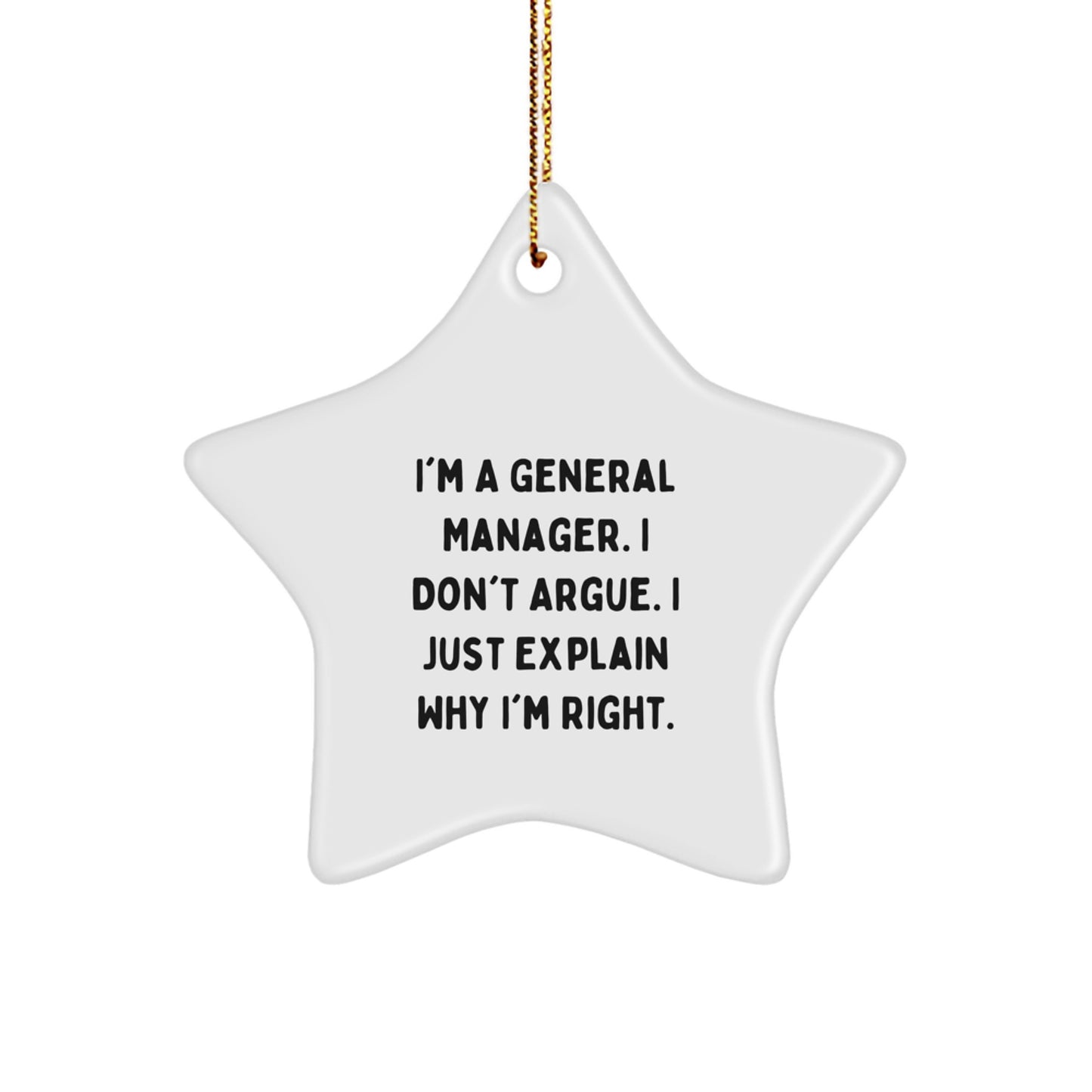 Funny General Manager Gifts from Friends, Unique Star Ornament for Christmas Unique Gifts, Inspirational Quote for General Managers - Image 1
