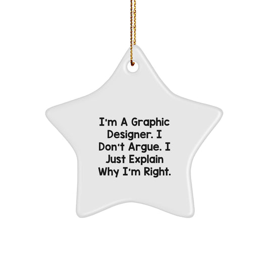 A Star Ornament Gift for Your Favorite Graphic Designer, Funny Quote, Christmas Unique Gifts from Men to Women, Friends, Coworkers, Family. - Image 1