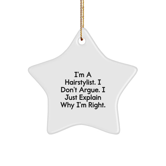 Funny Hairstylist Gifts from Friends - Cute Star Ornament for Hairstylist - Inspirational Christmas Unique Gifts for Hairstylist - Image 1