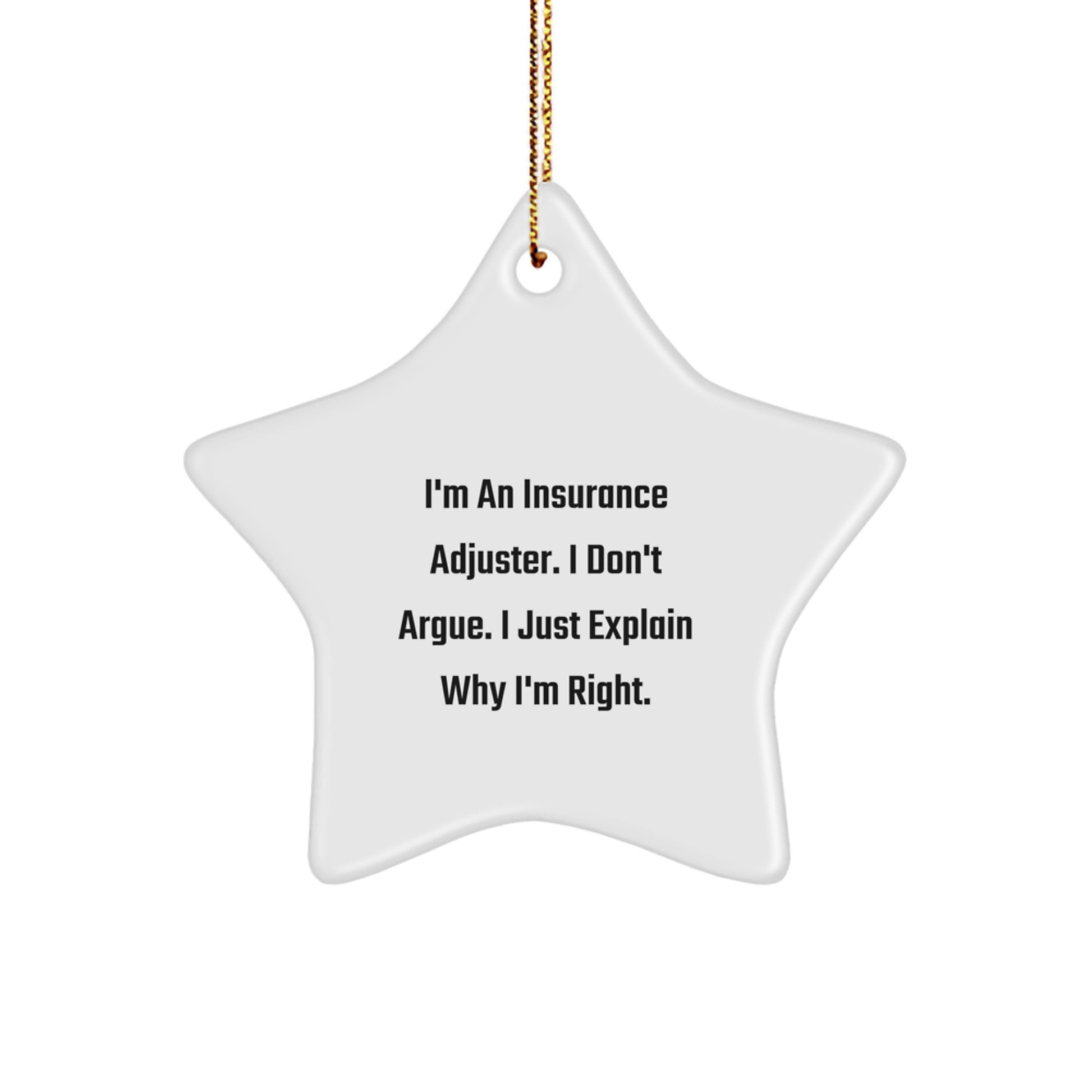 Funny Insurance Adjuster Gifts for Christmas Star Ornament - Gifts from Insurance Adjusters - Explain Why I'm Right! - Image 1