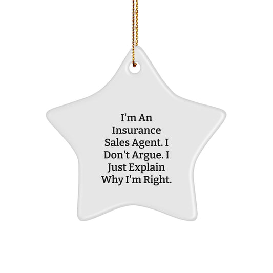 Funny Quote Insurance Sales Agent Gifts, Unique Christmas Star Ornament for Men, Women, Friends, or Family - Gifts from Insurance Agents to Colleagues - Image 1