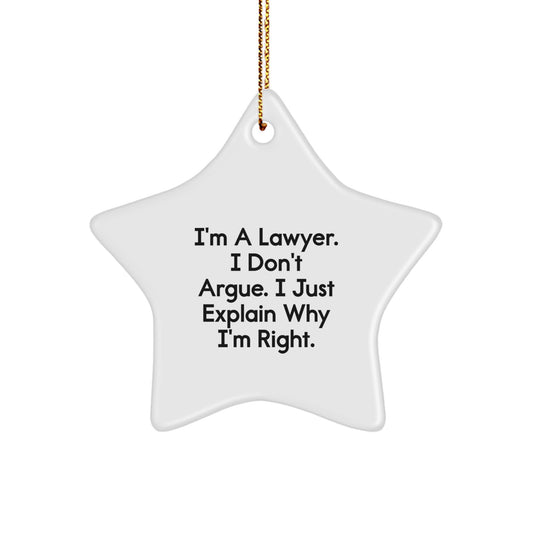 Funny Lawyer Gifts from Men to Friends, Christmas Unique Star Ornament for Lawyer, Inspirational Quote - Image 1