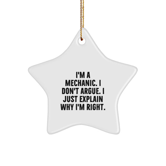 Funny Mechanic Gifts for Men, Star Ornament for Christmas Unique Presents from Friends, Family, Coworkers - Image 1