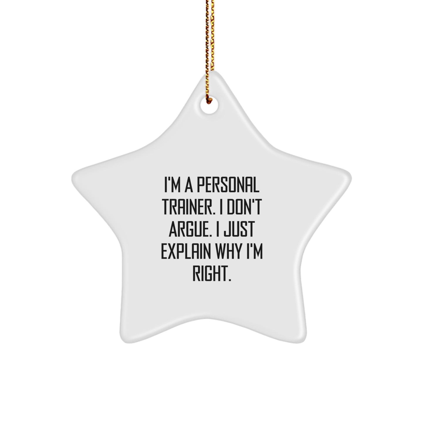 Funny Personal Trainer Star Ornament Gifts from Friends for Men and Women, Unique Christmas Decorations, Inspirational Quote - Image 1