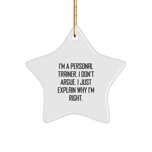 Funny Personal Trainer Star Ornament Gifts from Friends for Men and Women, Unique Christmas Decorations, Inspirational Quote - Image 1