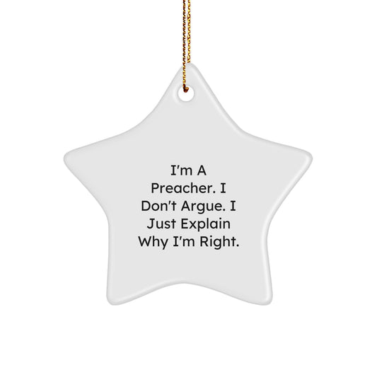 Funny Preacher Gifts for Men - I'm A Preacher Star Ornament, Unique Christmas Unique Gifts from Friends, Preacher Decorations, Christmas Tree Decor, Star Shaped Gifts, Office Decor - Image 1