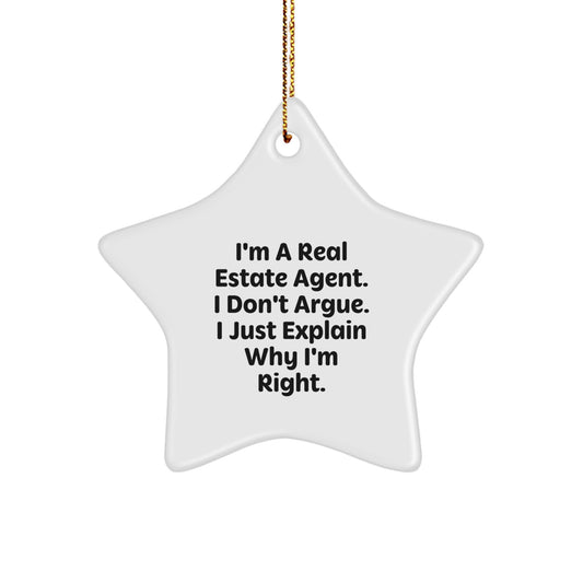 Funny Real Estate Agent Gifts from Friends for Men - Star Ornament with Inspirational Quote - Gifts for Christmas Unique - Image 1