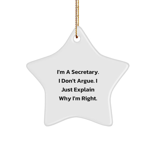 Humorous Gifts for Secretary, Funny Star Ornament for Secretary's Desk, Christmas Secretary Office Decor, Gifts from Women to Secretary, Secretary Star Ornament - Image 1