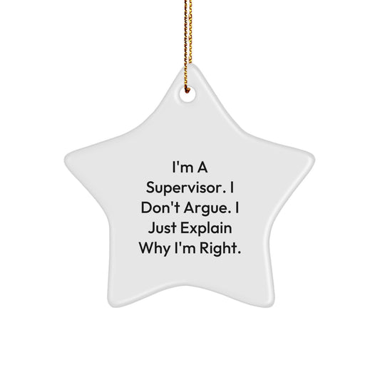 Funny Supervisor Gifts from Friends - White Star Ornament for Men or Women Coworkers - Inspirational Supervisor Christmas Unique Present - Image 1