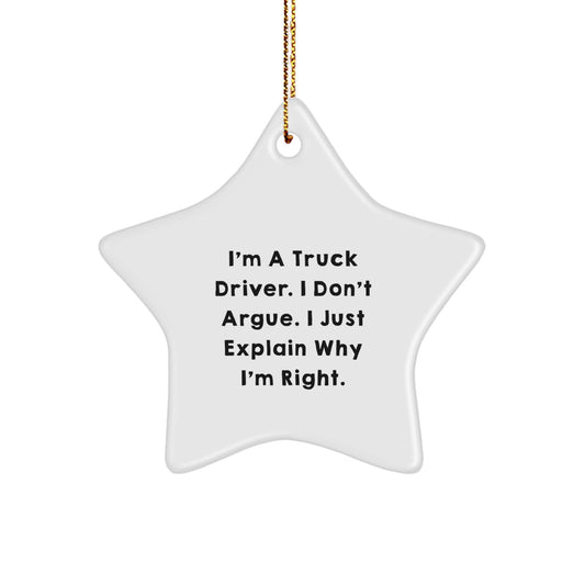 Truck Driver Gifts from Friends - Funny Star Ornament for Christmas - Inspirational Trucker Motivation - Image 1