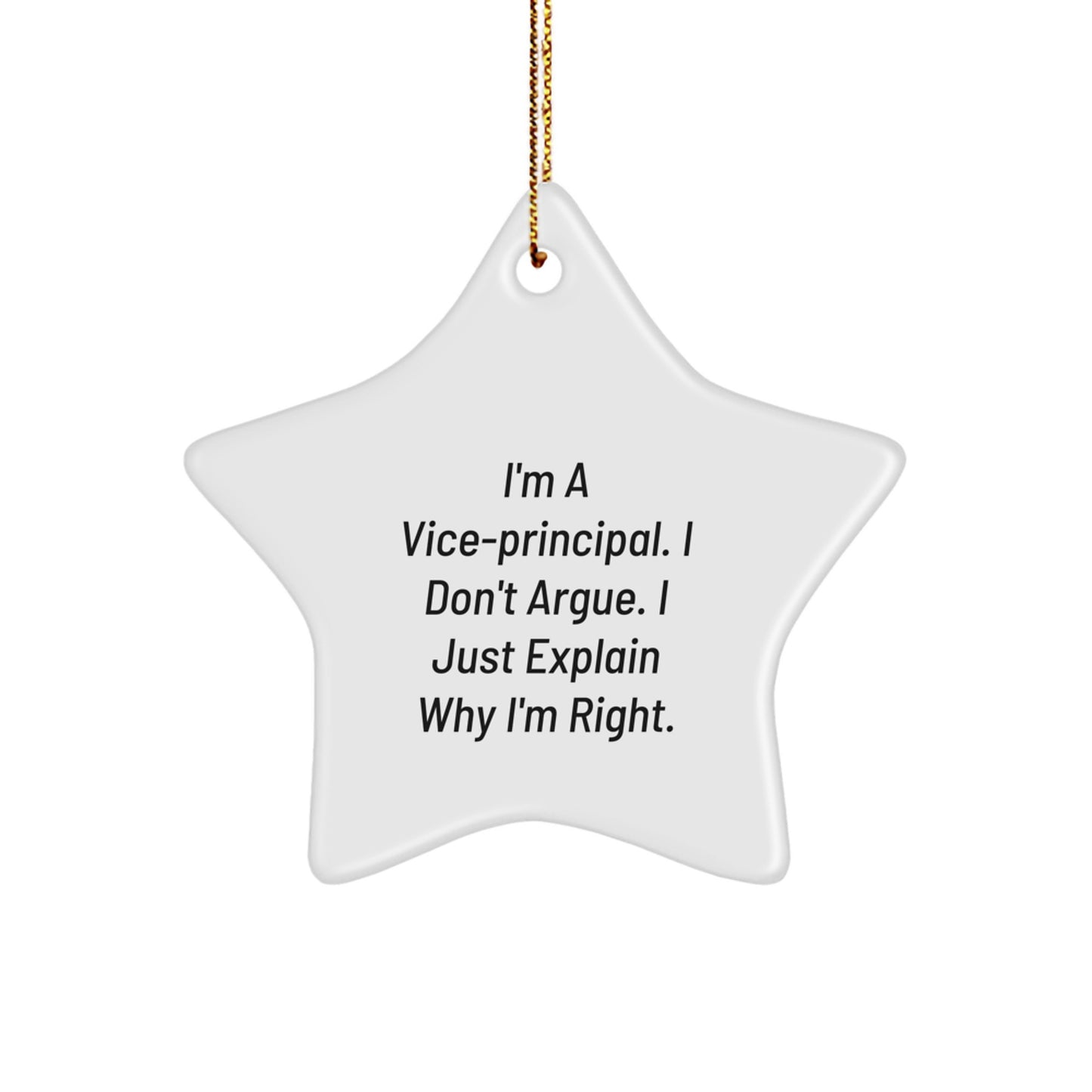 Funny Vice-Principal Gifts, Vice-Principal Star Ornament, I Don't Argue, I Just Explain Why I'm Right, Christmas Unique Gifts from Friends to Coworkers - Image 1