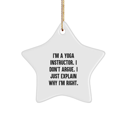Funny Yoga Instructor Gifts from Men - I'm A Yoga Instructor Star Ornament - White Star Shaped Gift for Yoga Instructor Friends Family - Image 1
