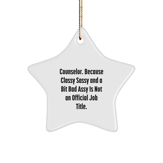 Funny Counselor Star Ornament Gifts from Friends for Counselor Christmas Unique Gifts, Men, Women, Coworkers, Family, Star Ornament Christmas Decorations, Counselor Job Title Humor - Image 1
