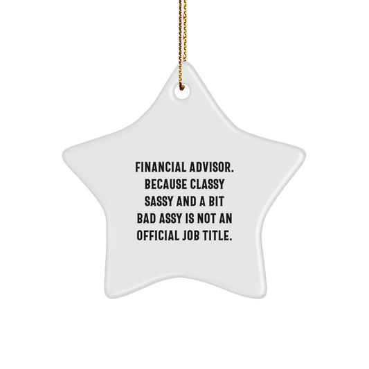 Funny Financial Advisor Gifts for Coworkers - Funny Quote Star Ornament, Gifts from Friends, Durable MDF, High-Gloss Finish - Image 1