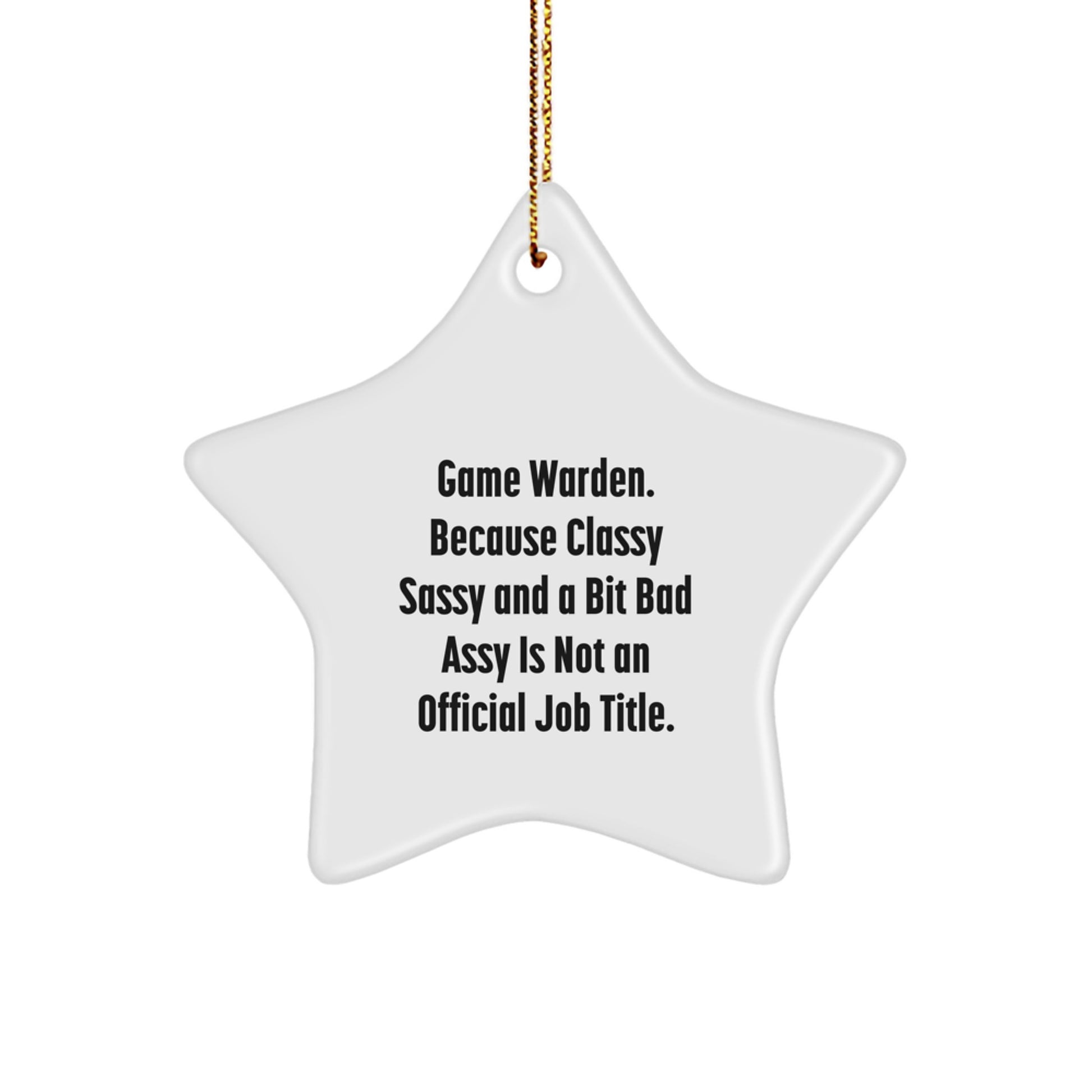 Funny Game Warden Gifts for Men Christmas Unique Star Ornament from Friends, 'Game Warden. Because Classy Sassy And A Bit Fearlessy Is Not An Official Job Title.' - Image 1