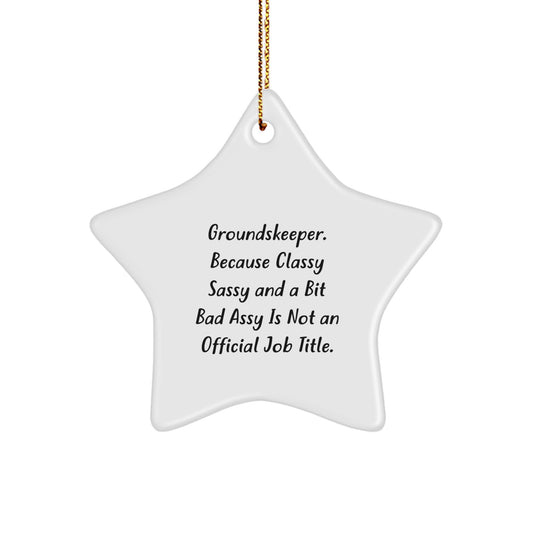 Funny groundskeeper Gifts from Men, Women, or Friends for groundskeeper with Star Ornament - Classy Sassy And A Bit Fearlessy Is Not An Official Job Title. - Image 1