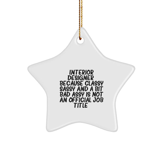Funny Star Ornament Gift for Interior Designer Friends or Family, Christmas Unique Gifts from Men, Women, Coworkers to Interior Designer, Star Ornament Decorations - Image 1
