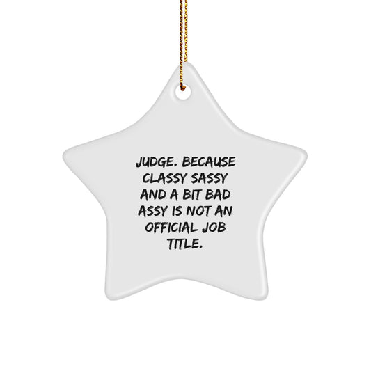 Funny Judge Star Ornament White Christmas Decor Gift for Judge Friends Family - Image 1