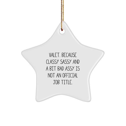 Funny Valet Gifts from Men to Valet with Christmas Unique Gifts - Star Ornament, Funny Quote, Valet Star Ornament, Christmas Decorations - Image 1