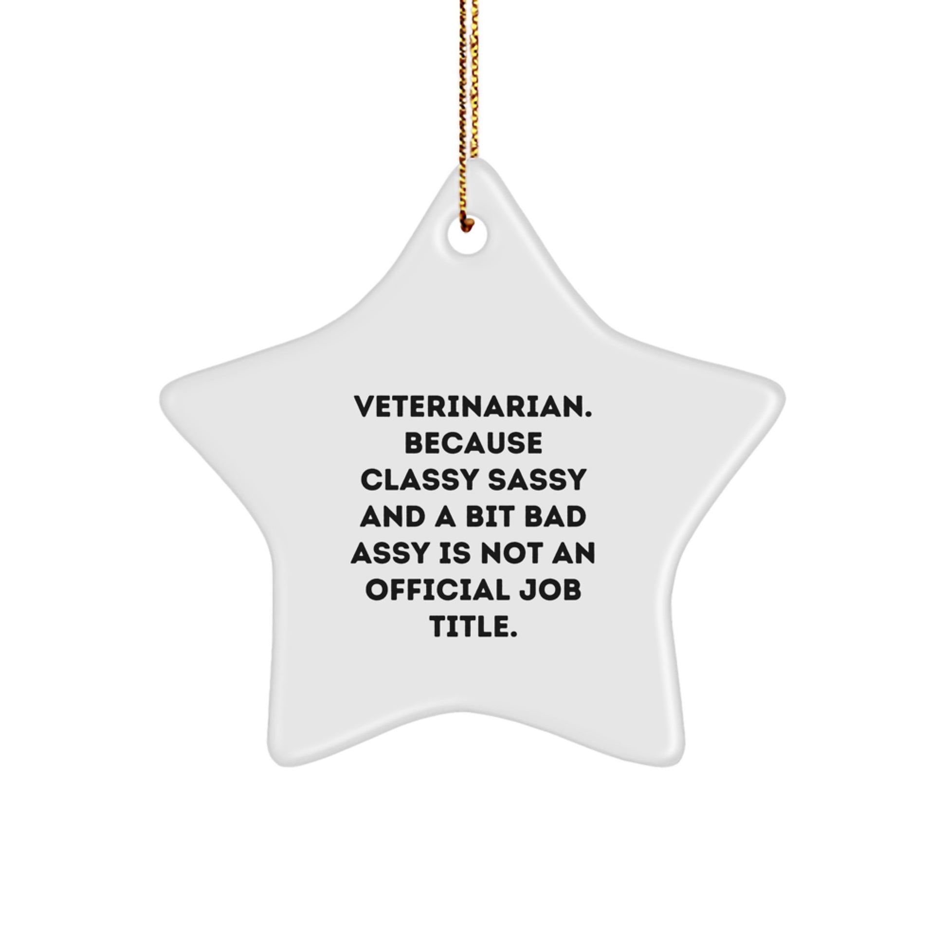 Funny Veterinarian Gifts from Men to Christmas Unique Star Ornament for Veterinarian, Because Classy Sassy And A Bit Fearlessy Is Not An Official Job Title. - Image 1
