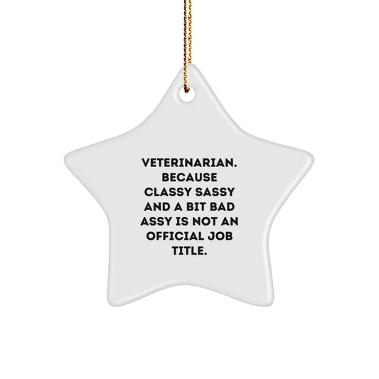 Funny Veterinarian Gifts from Men to Christmas Unique Star Ornament for Veterinarian, Because Classy Sassy And A Bit Fearlessy Is Not An Official Job Title. - Image 1