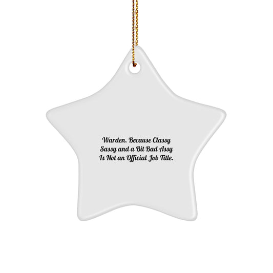Warden Gifts from Men, Warden Star Ornament, Funny Quote, Christmas Unique Gifts - Image 1