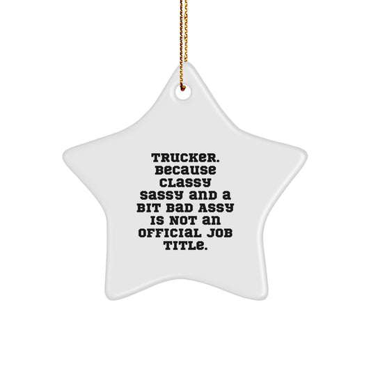 Funny Trucker Gifts from Men - Trucker Star Ornament, Christmas Unique Gifts for Trucker Friends or Coworkers - Image 1