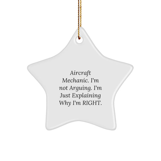 Funny Aircraft Mechanic Christmas Unique Gifts for Men from Friends - Star Ornament with Inspirational Quote - Unique Christmas Decorations for Aircraft Mechanic - Image 1