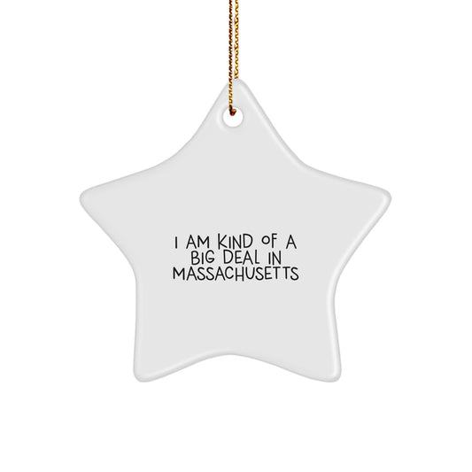 Massachusetts Christmas Star Ornament, Funny Quote Gifts from Friends for Family in Massachusetts, I Am Kind Of A Prime Selection In Massachusetts, Star Shaped Decorations - Image 1