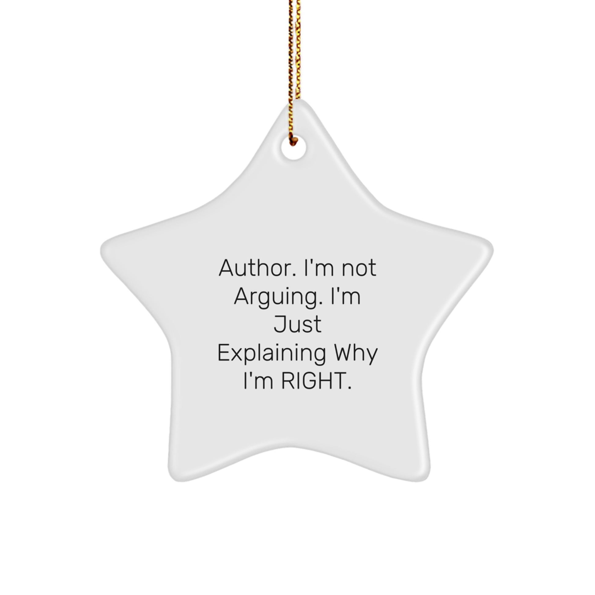 Funny Author Gifts from Men to Men - Star Ornament with 'I'm Not Arguing. I'm Just Explaining Why I'm Right.' Quote - Unique Christmas Unique Gifts - Image 1