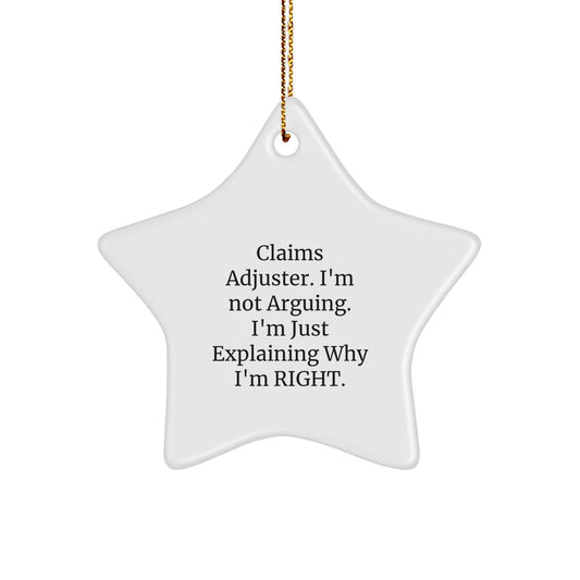 Funny Claims Adjuster Gifts from Friends - Star Ornament for Claims Adjuster, Christmas Unique Gifts for Claims Adjuster Men or Women - Image 1