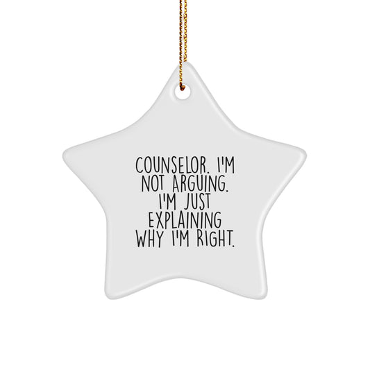 Counselor Gifts from Friends, Funny Star Ornament, Christmas Unique Gifts for Counselor - Image 1
