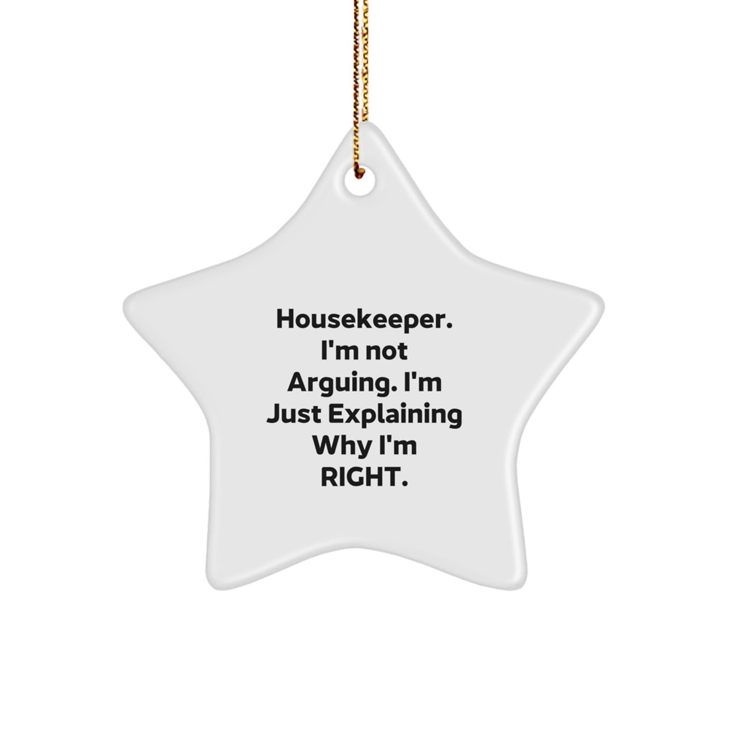 Housekeeper Star Christmas Ornament Gift for Him I'm Not Arguing - Image 1
