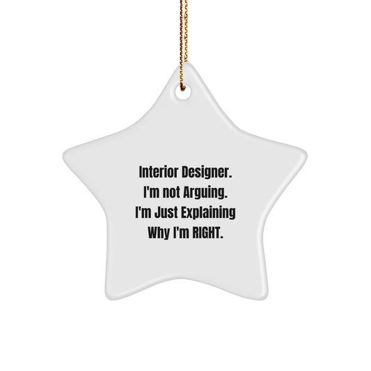 Funny Interior Designer Gifts from Men - Star Ornament with Inspirational Quote, Perfect Christmas Unique Gifts for Interior Designer Friends, Home Decor - Image 1