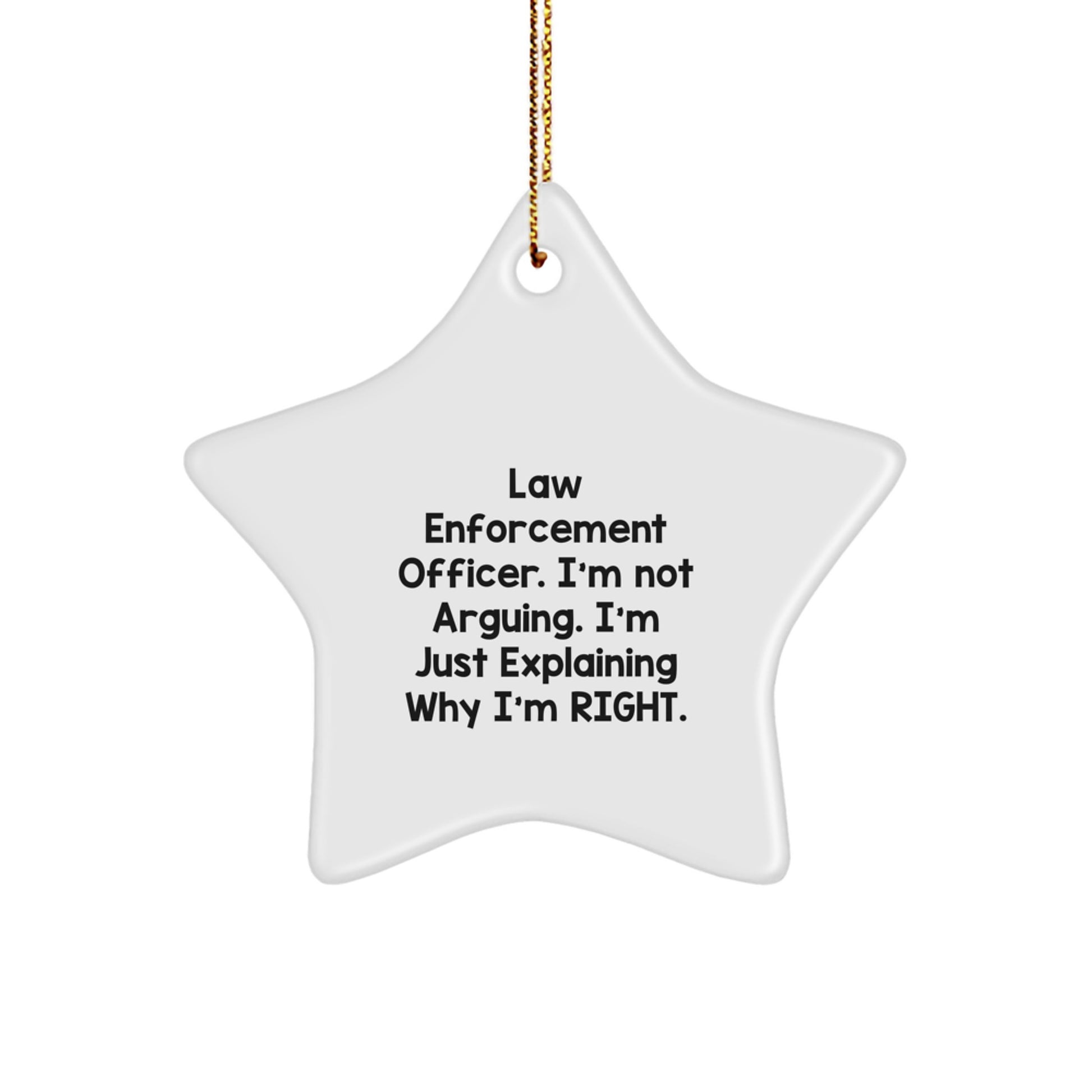 Funny Law Enforcement Officer Gifts from Men for Christmas Star Ornament, Explaining Why I'm Right, Unique Law Enforcement Officer Officer Christmas Unique Gifts - Image 1