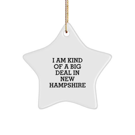 New Hampshire Christmas Decorations, Funny Star Ornament Gifts from Friends, Family, or Men for Women, Star Shaped MDF Decor - Image 1