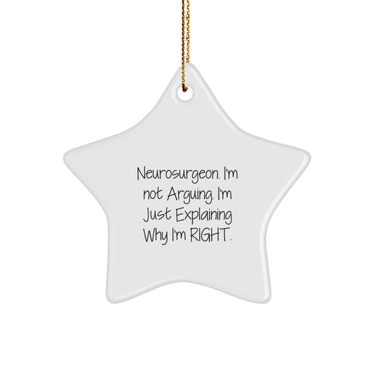 Funny Neurosurgeon Gifts for Him from Friends - Christmas Star Ornament, 'I'm Not Arguing. I'm Just Explaining Why I'm Right.' - Image 1